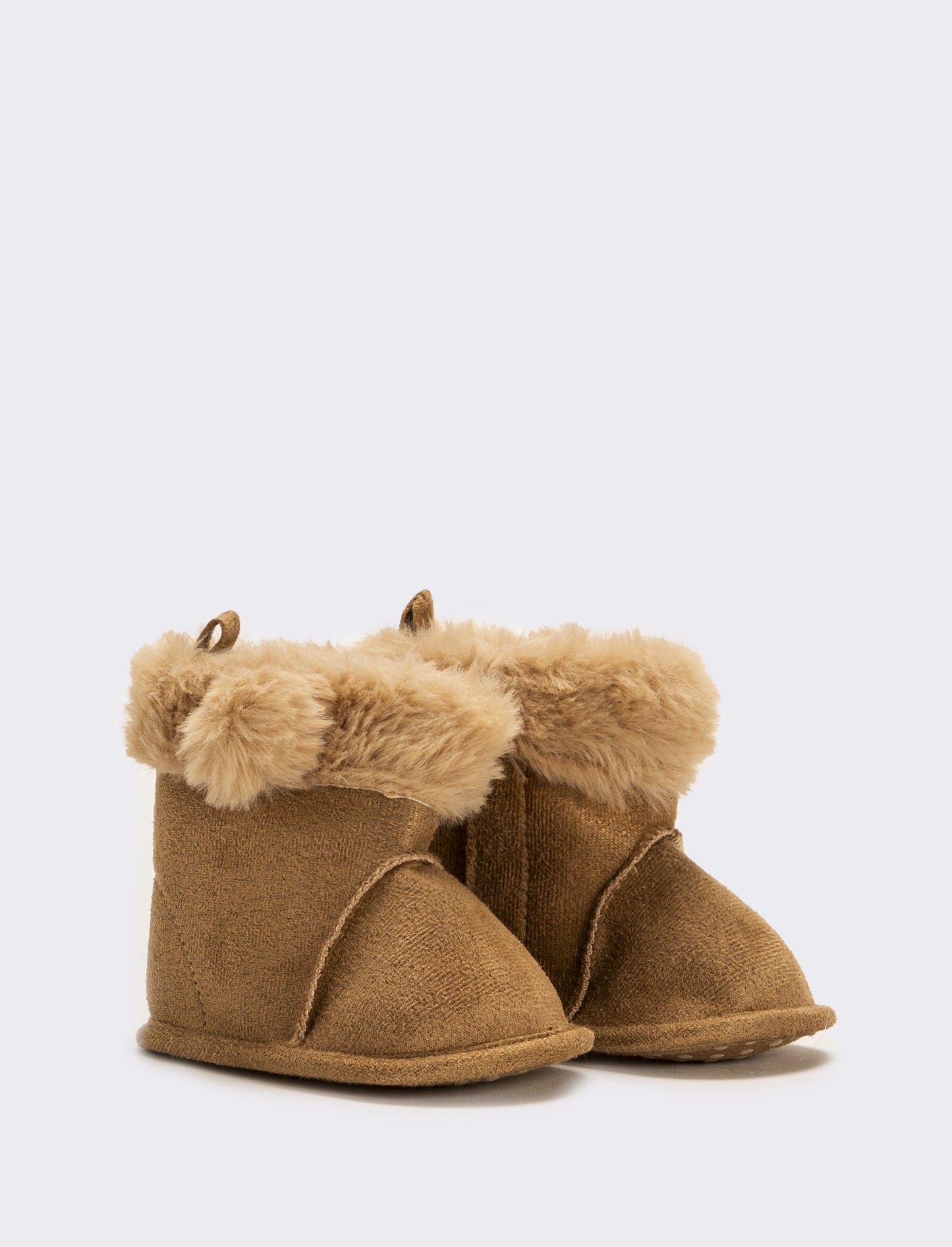 Stivaletto con pon-pon da neonata - Cammello