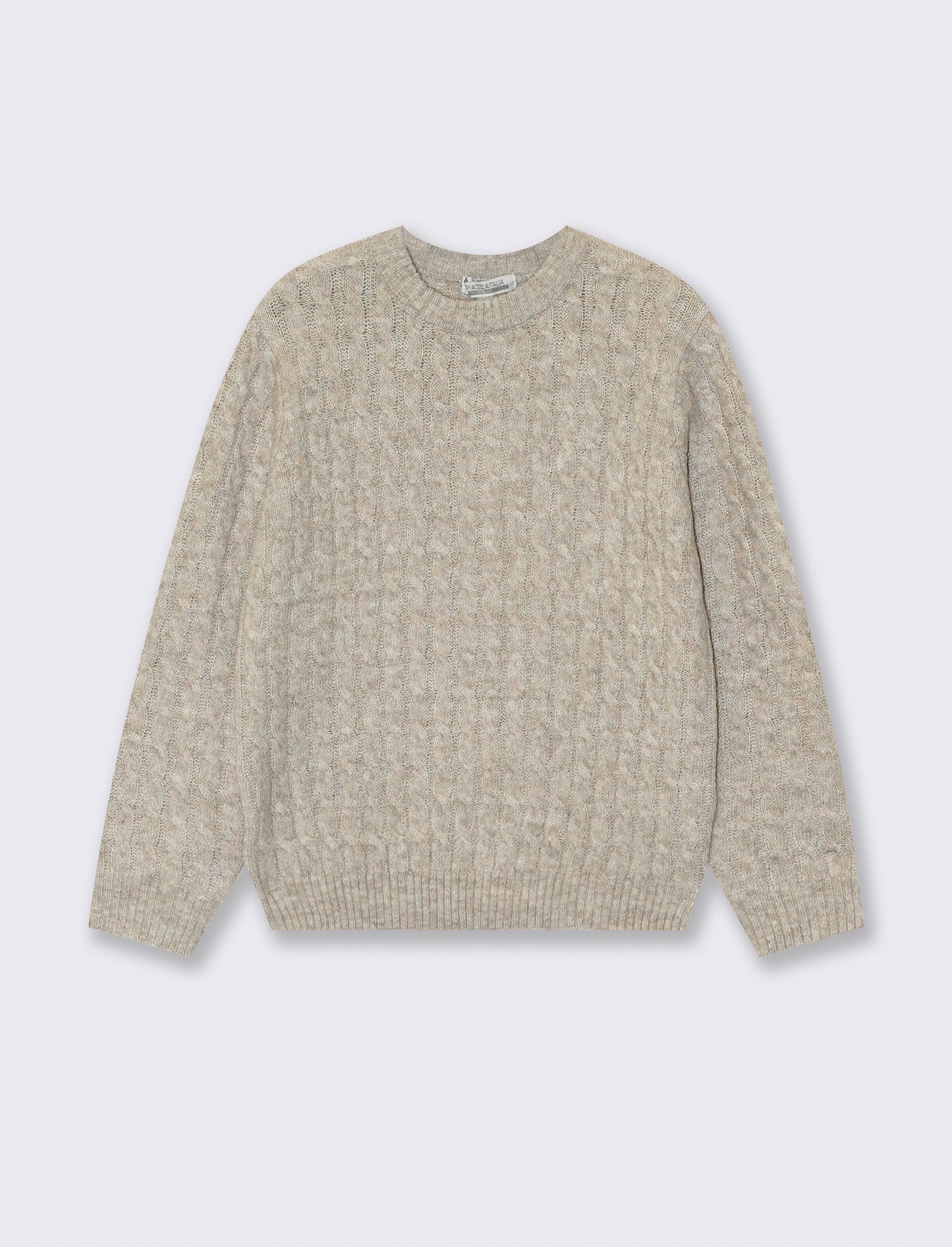 Maglia girocollo pesante con trecce cozy - Beige