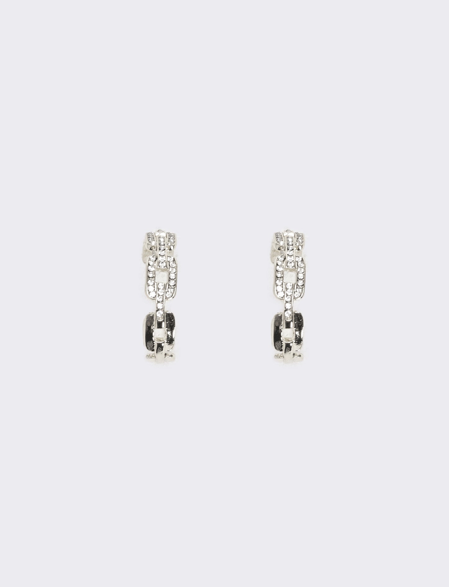 Orecchini cerchi catena con strass - Argento