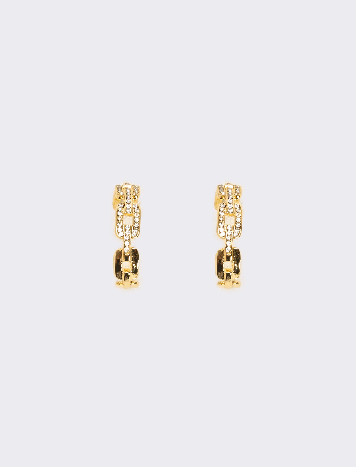Orecchini cerchi catena con strass - Oro