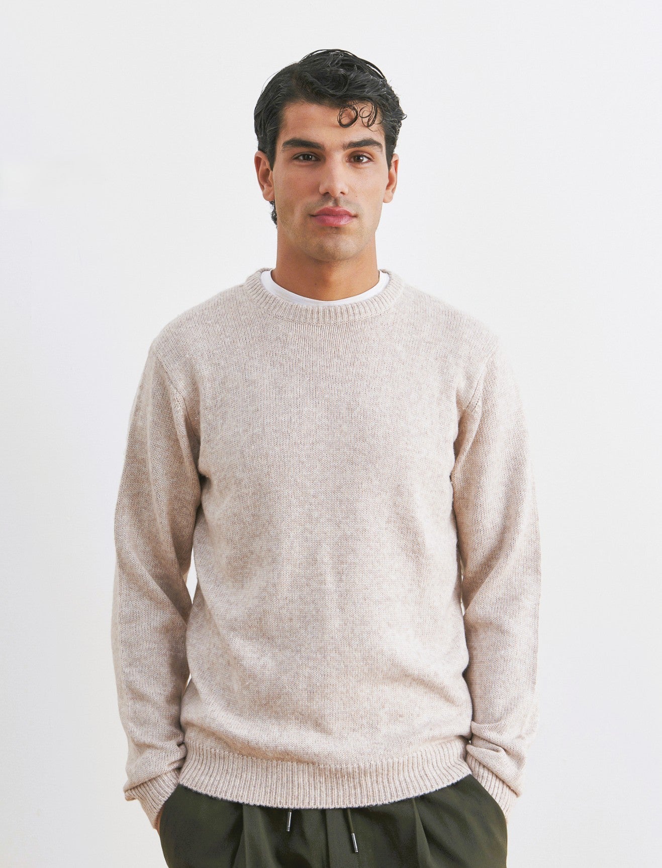 MAGLIA GIROCOLLO EFFETTO LANA - Beige