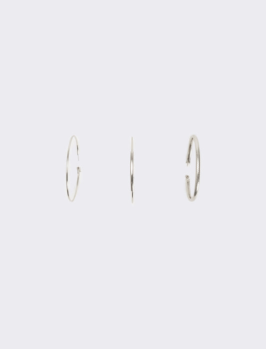 Orecchini 3 pezzi cerchi grandi - Argento
