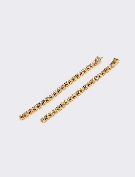Orecchini fili pendenti con strass - Oro