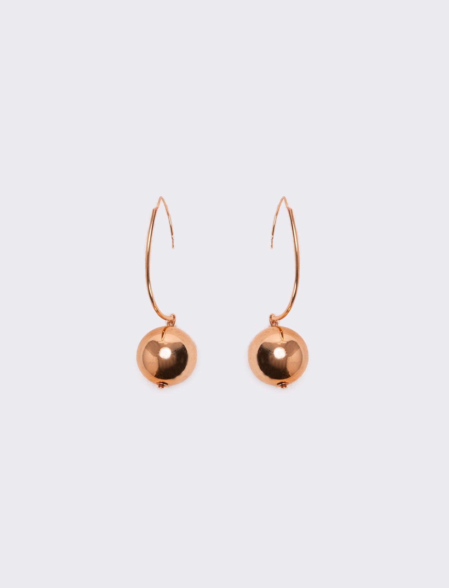 Orecchini cerchi con pendente e pallina - Oro rosa