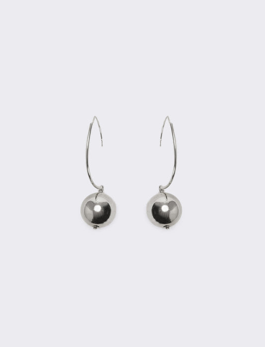 Orecchini cerchi con pendente e pallina - Argento