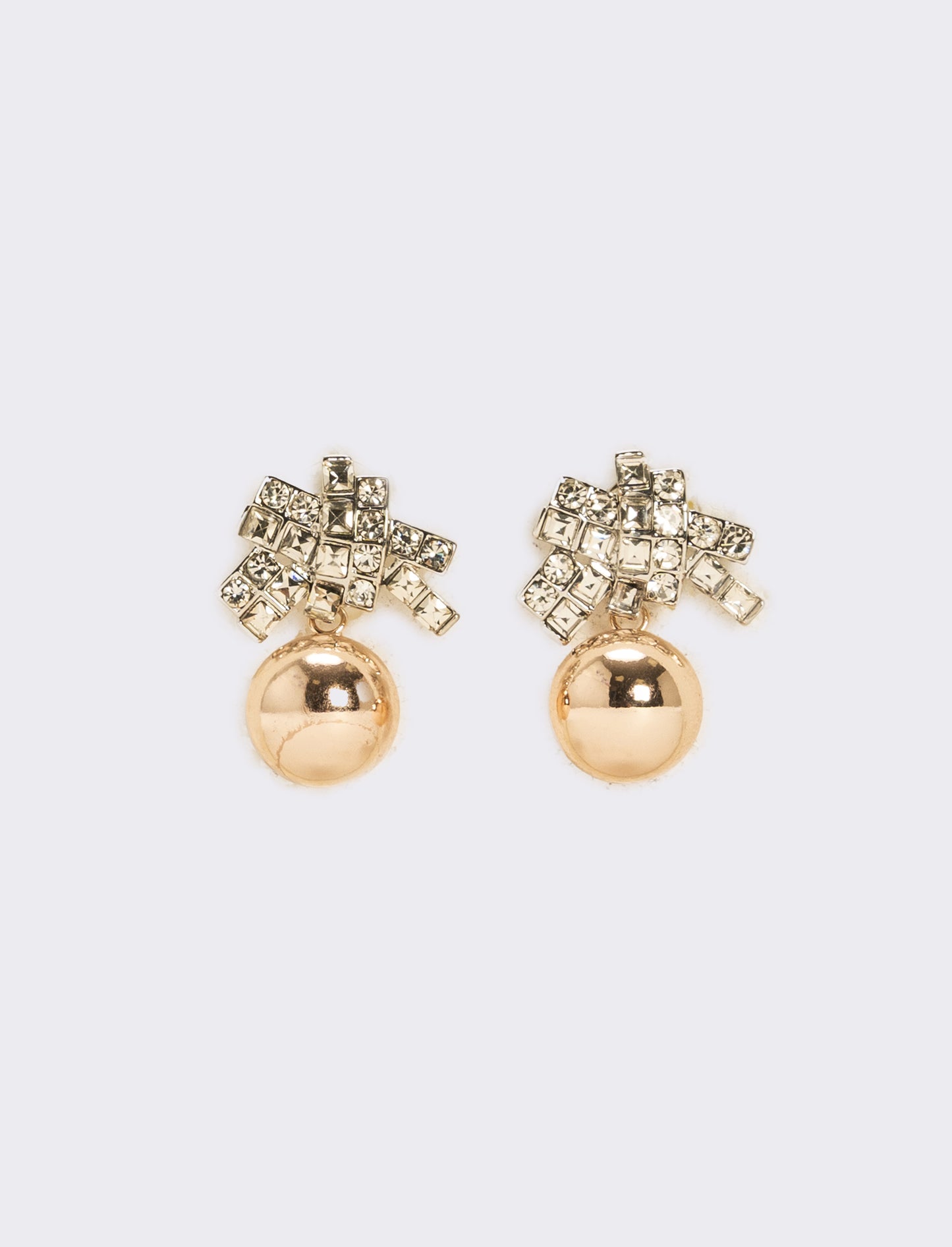 Orecchini con pendente strass e pallina - Oro rosa