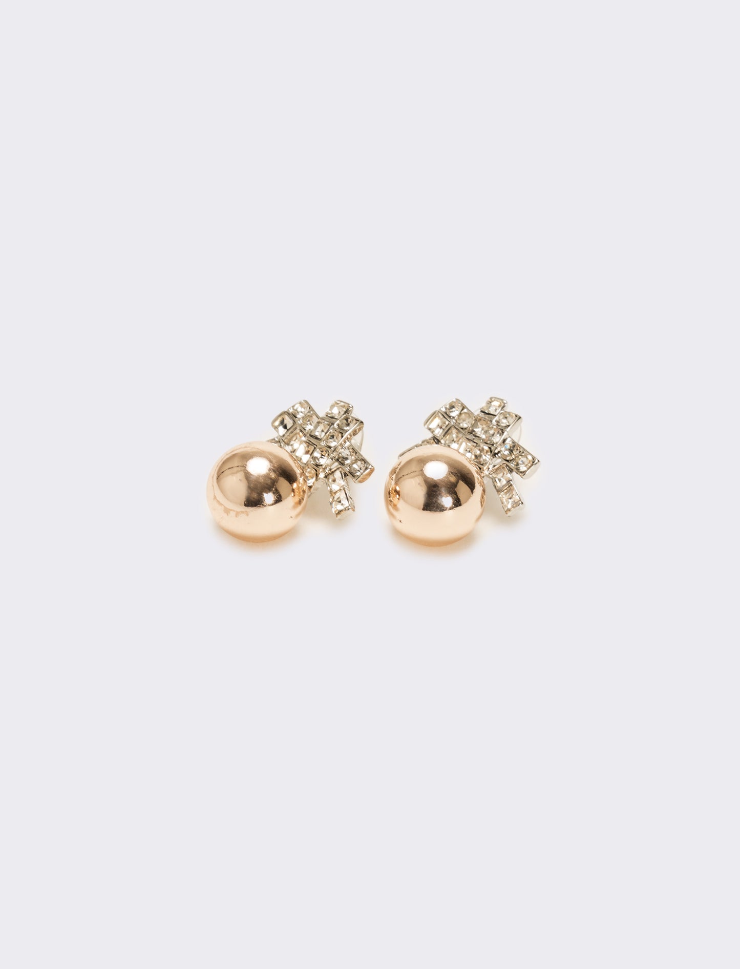 Orecchini con pendente strass e pallina - Oro rosa