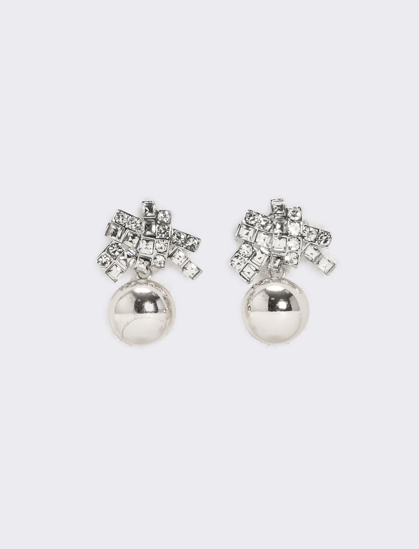 Orecchini con pendente strass e pallina - Argento