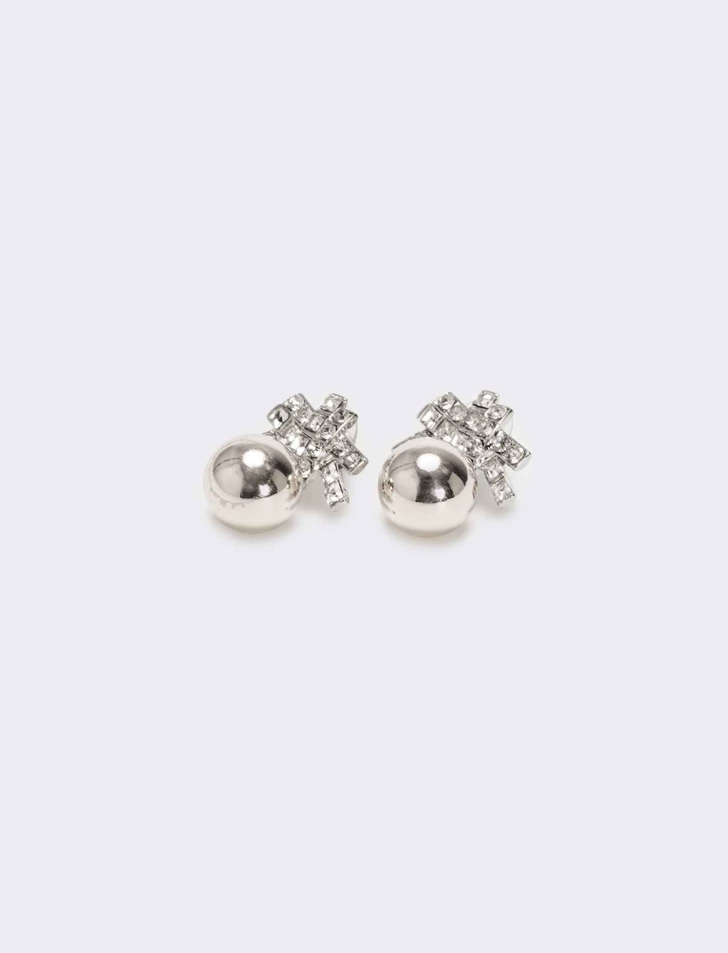 Orecchini con pendente strass e pallina - Argento