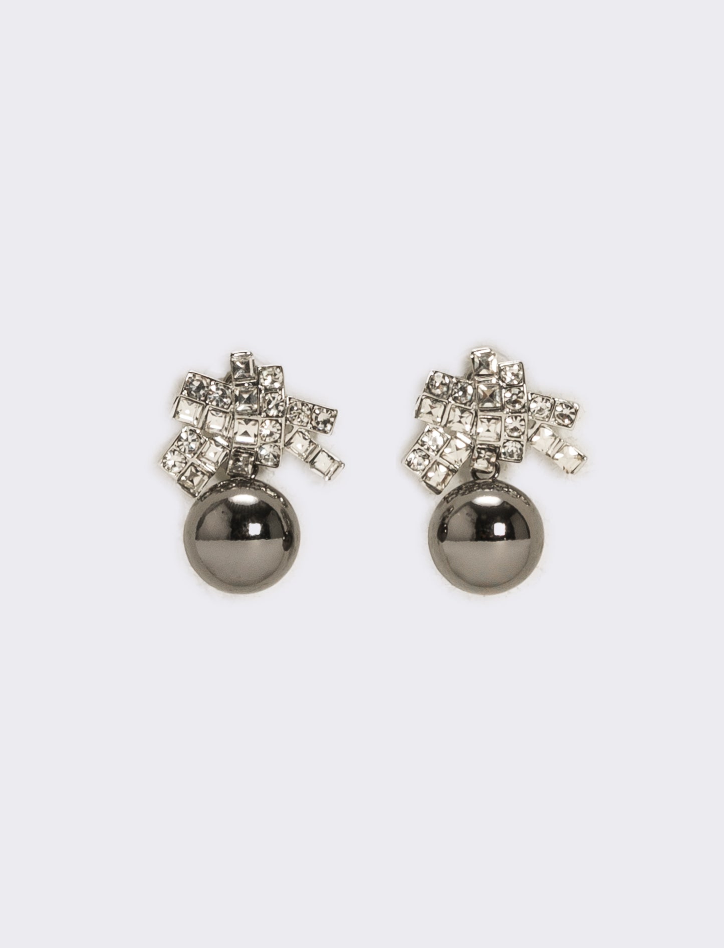 Orecchini con pendente strass e pallina - canna di fucile