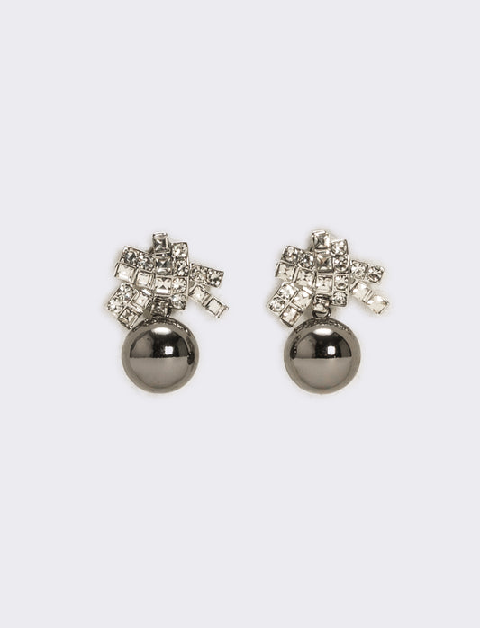 Orecchini con pendente strass e pallina - canna di fucile