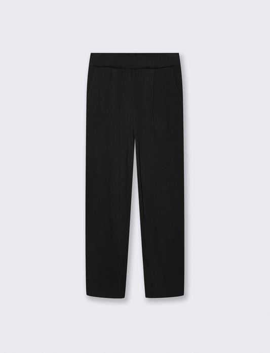Pantalone Basico con Elastico in Vita - Nero