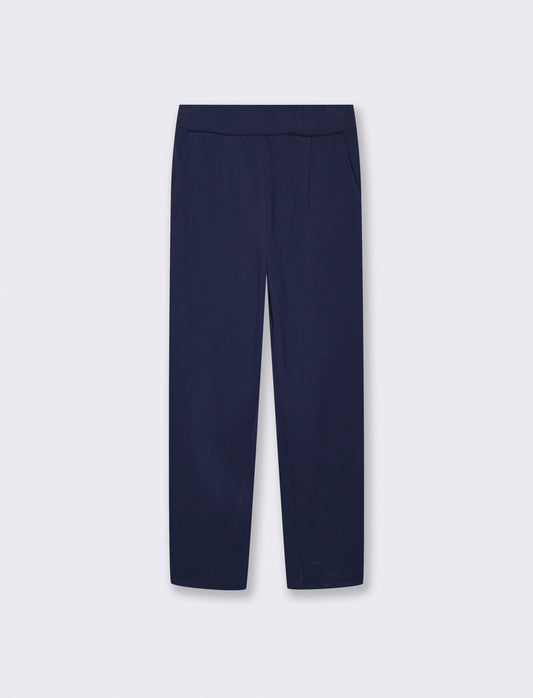 Pantalone Basico con Elastico in Vita - Blu