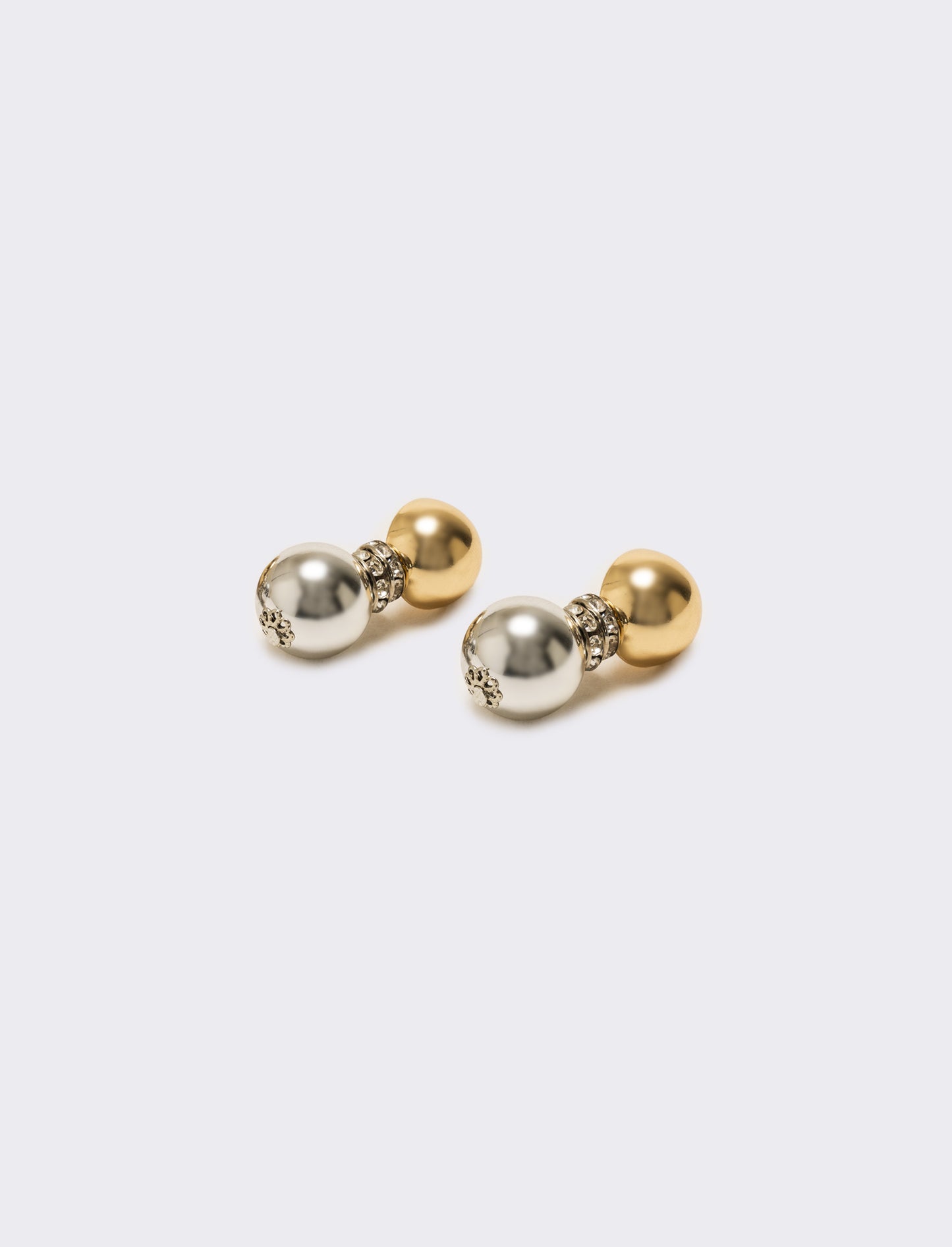 Orecchino doppia sfera e strass - Oro