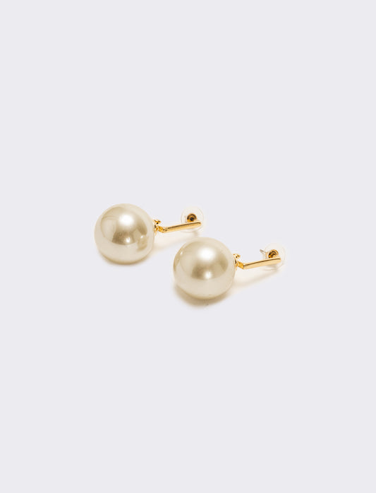 Orecchino perla grande - Beige
