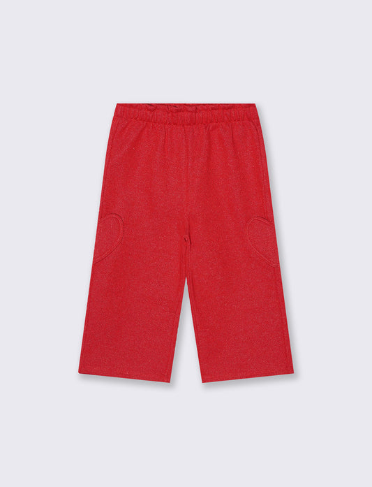 Pantaloni ampi in felpa brillante per feste - Rosso