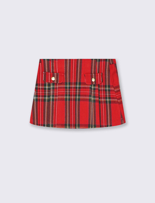 Elegant tartan skirt for holiday parties - Red