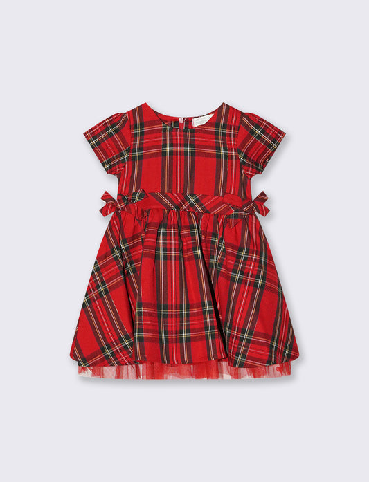Christmas dress with tulle and velour - Red