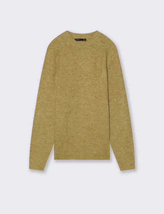 MAGLIA EFFETTO LANA A COSTE - Ocra