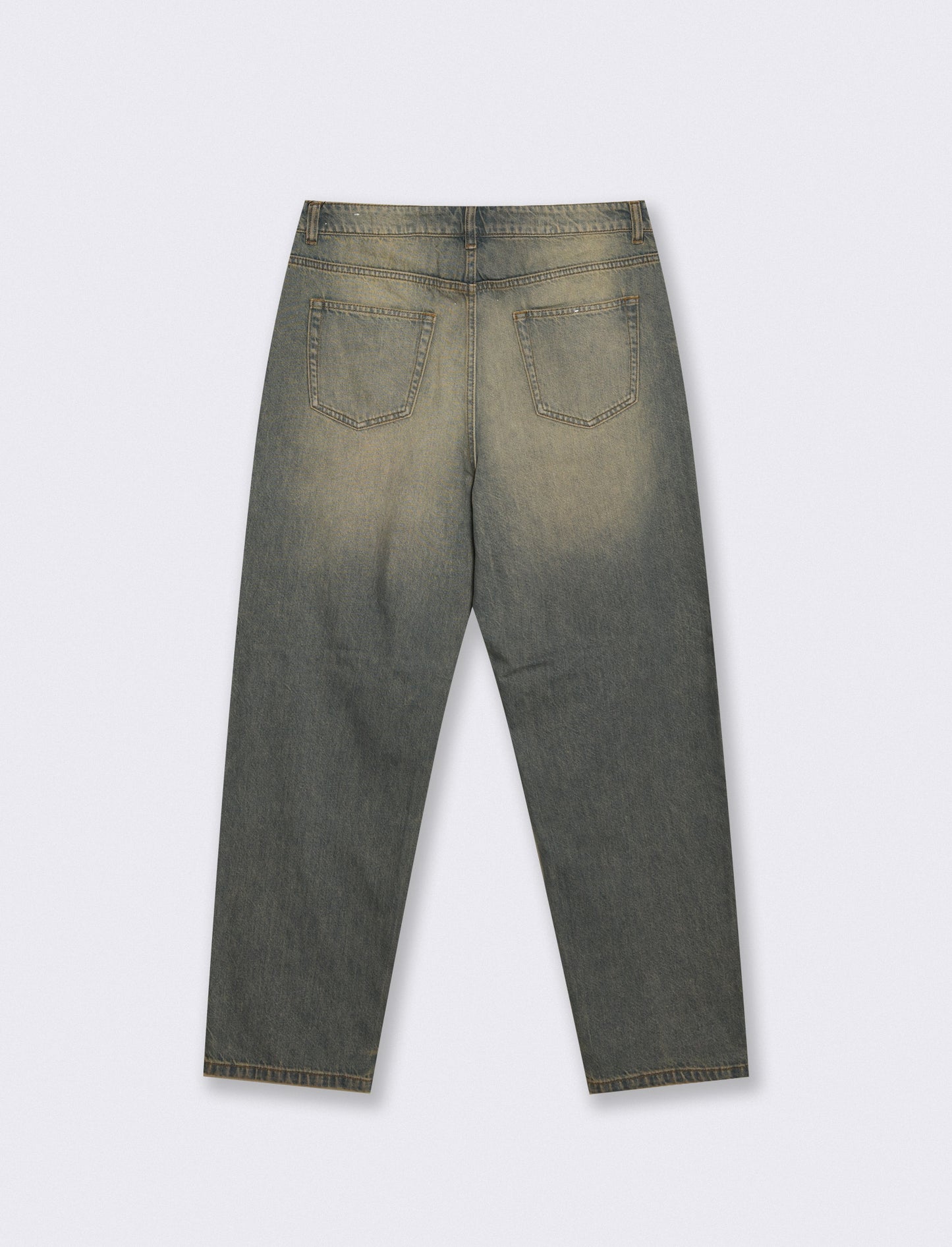 Jeans Baggy Fit Blu Sabbiato Effetto Slavato - Denim