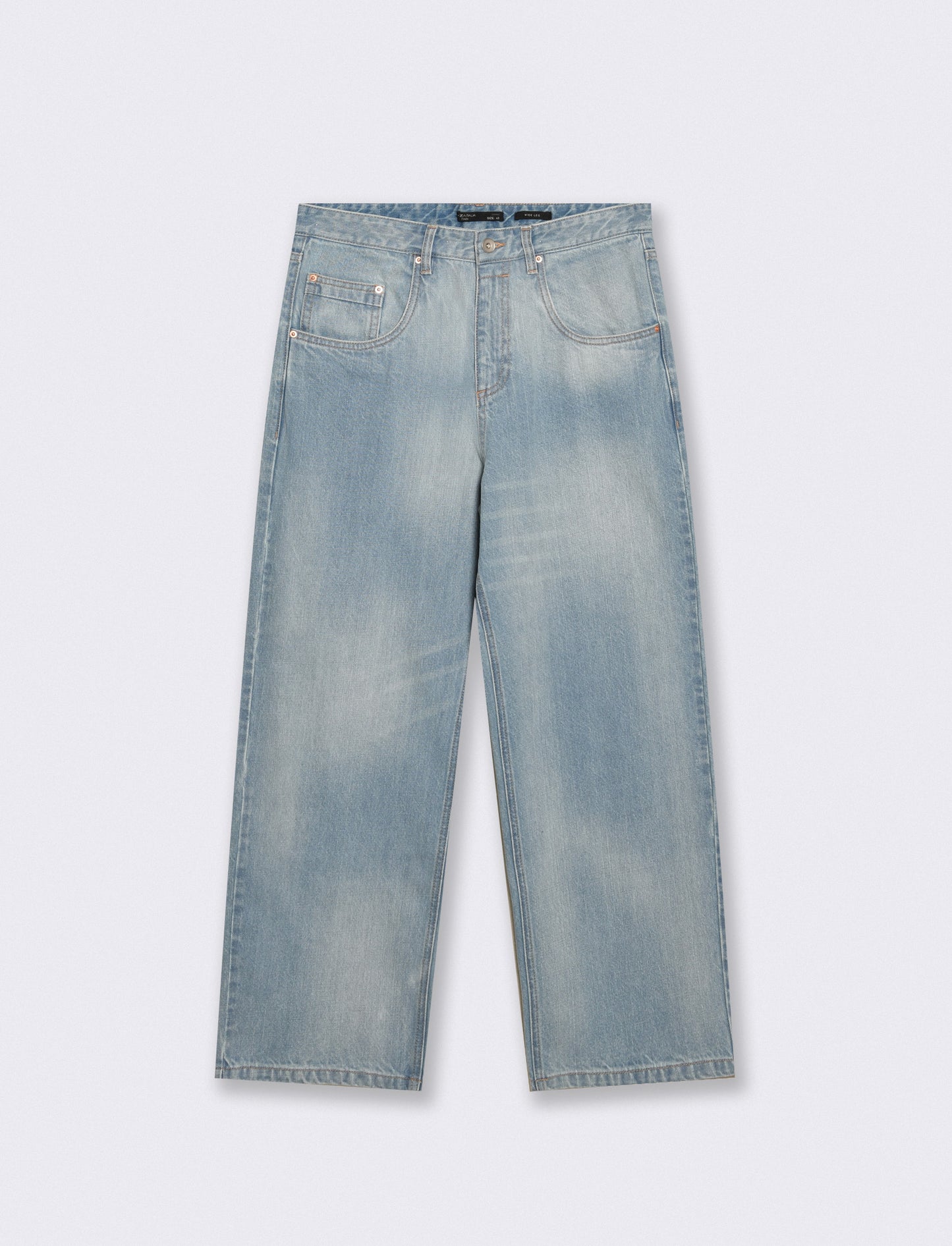 Jeans Wide Leg Denim Blu Medio Slavato - Denim