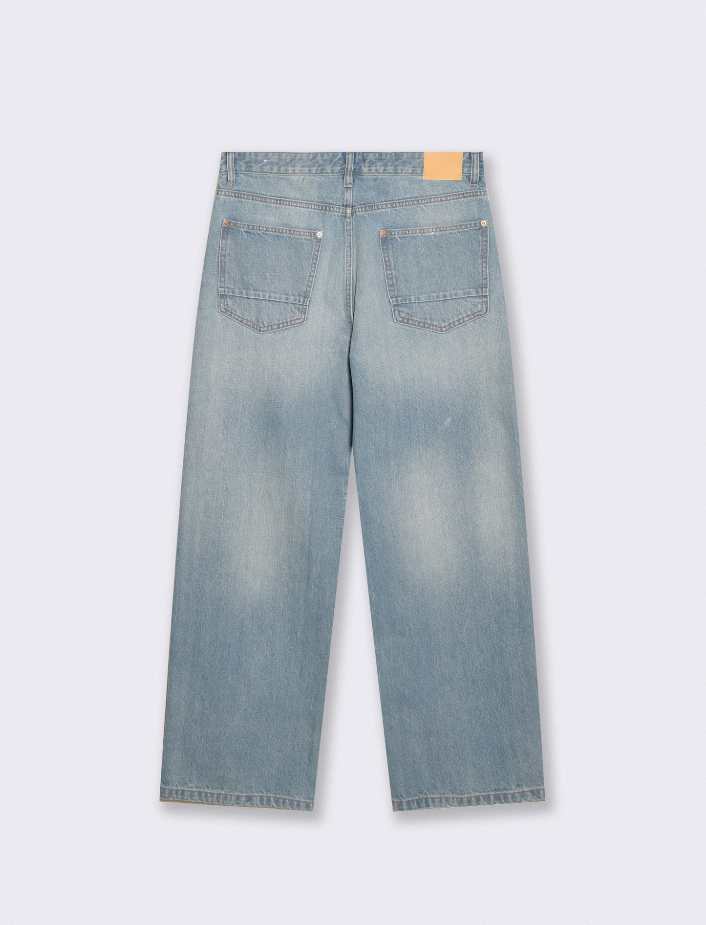 Jeans Wide Leg Denim Blu Medio Slavato - Denim