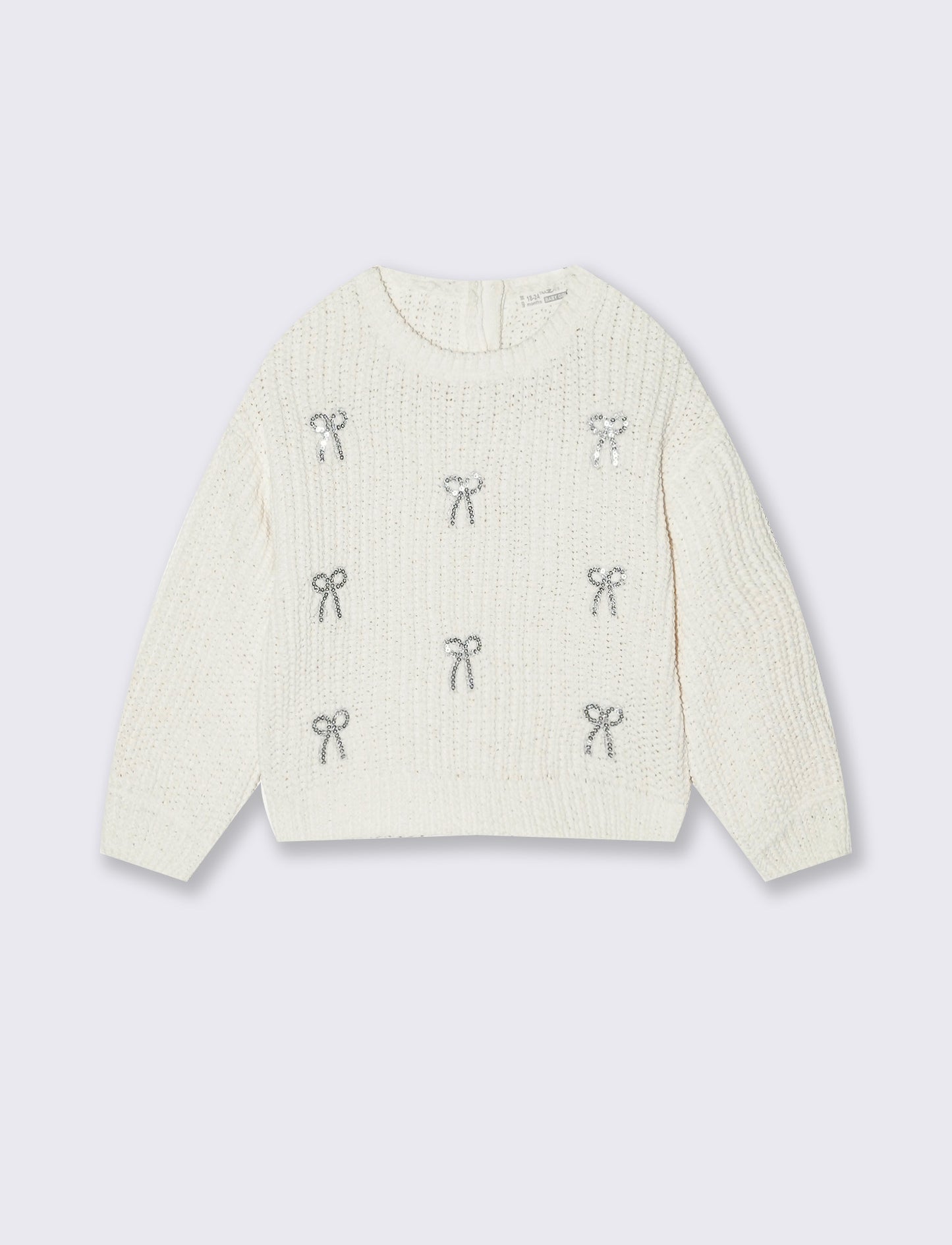 Maglia girocollo morbida con applicazioni - Bianco latte