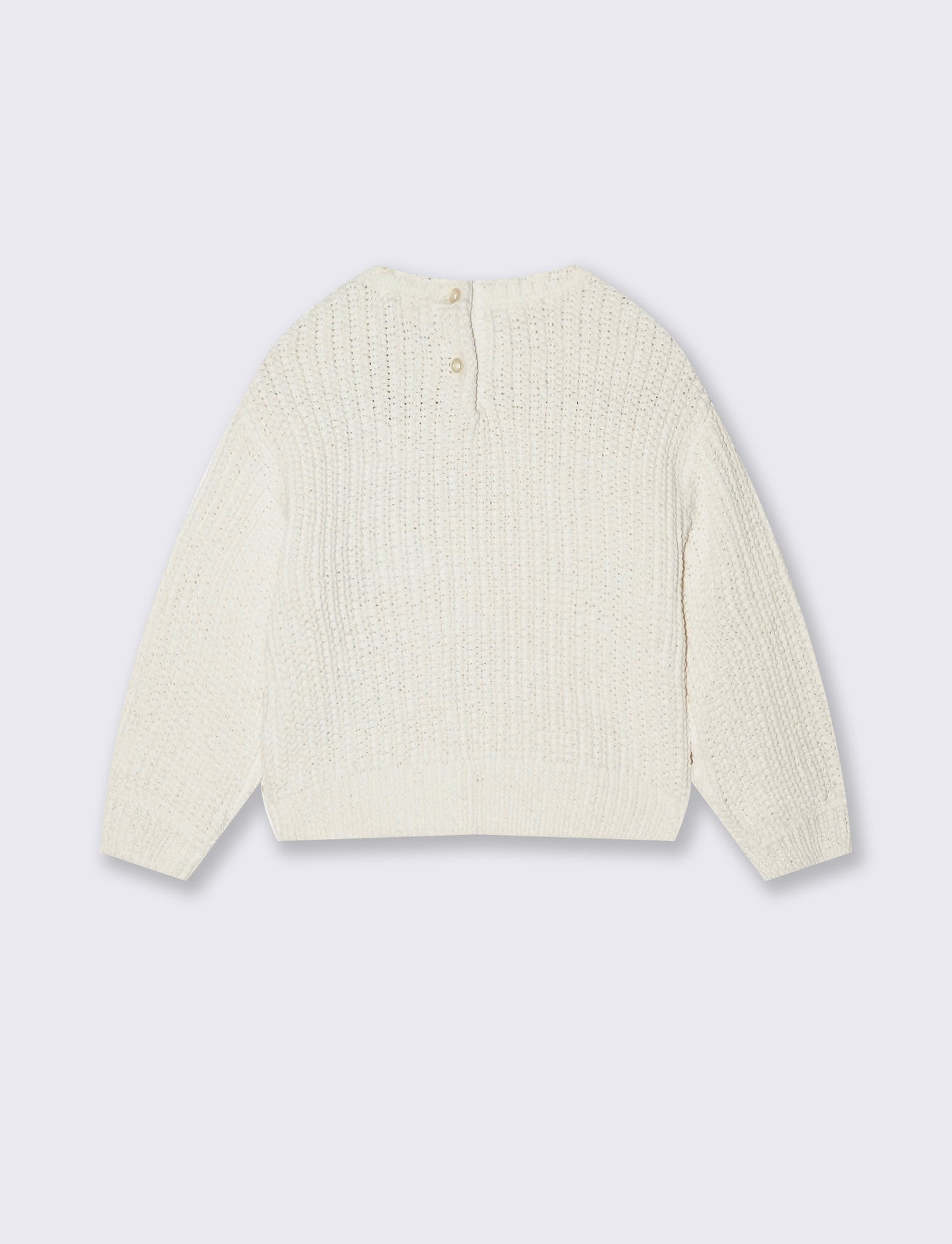 Maglia girocollo morbida con applicazioni - Bianco latte