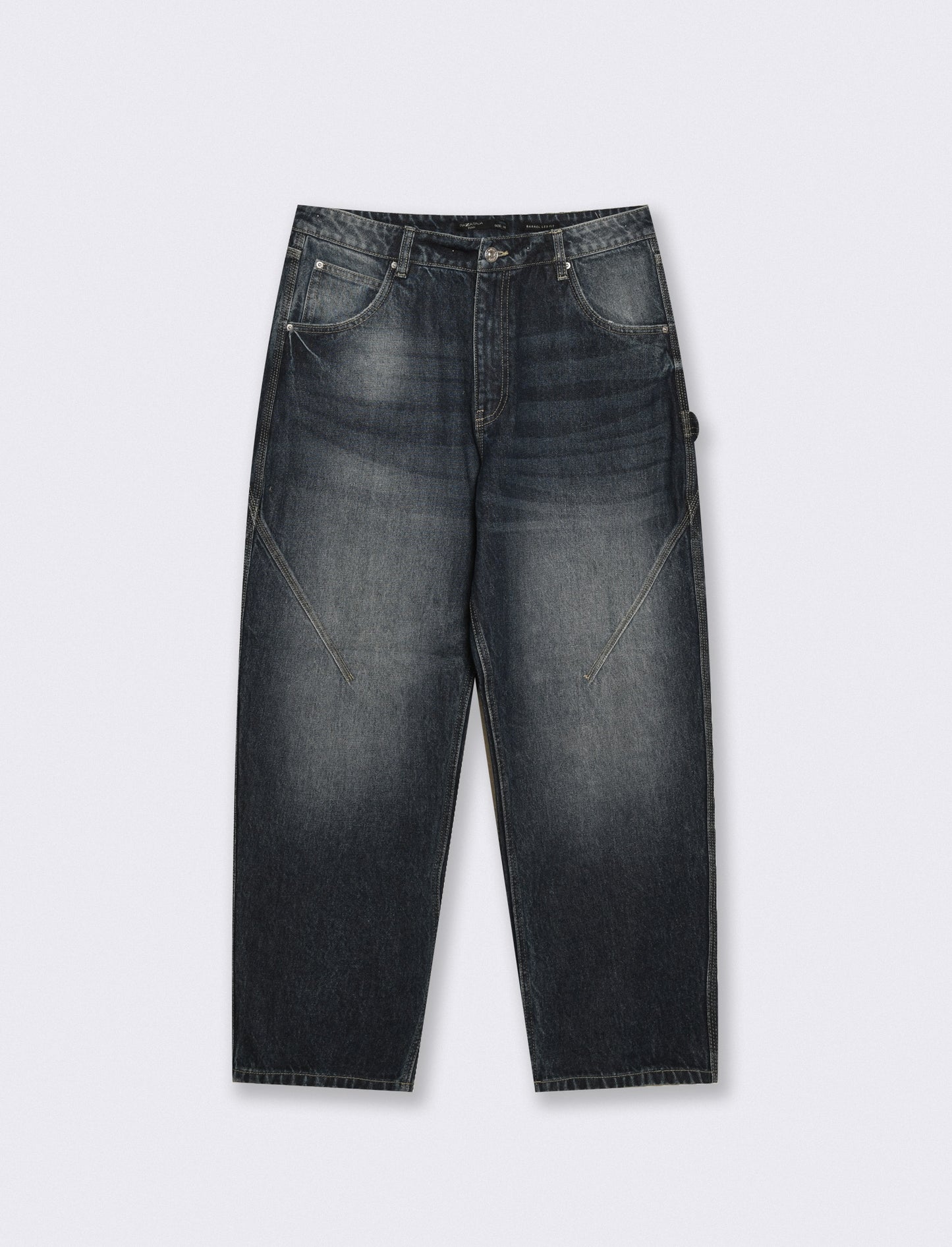 Jeans Moro Barrel Fit Effetto Slavato - DENIM SCURO