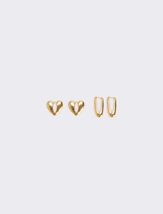 Card 2 orecchini cuore e goccia - Oro