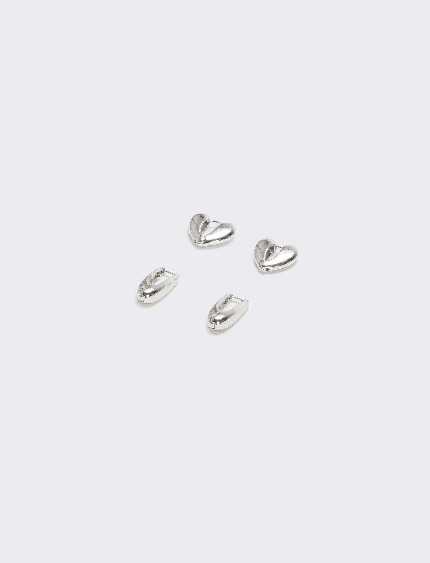 Card 2 orecchini cuore e goccia - Argento