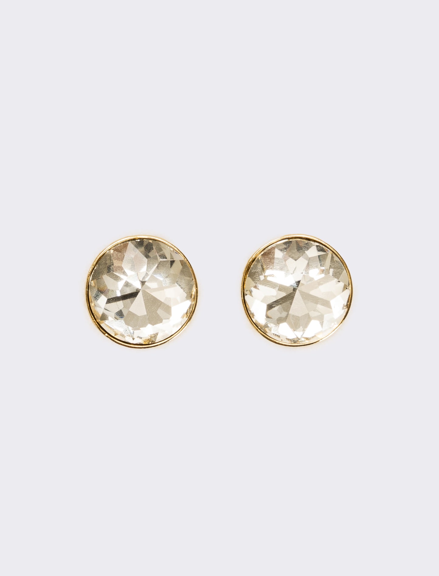 Orecchino bottone con pietra tonda e clips - Oro
