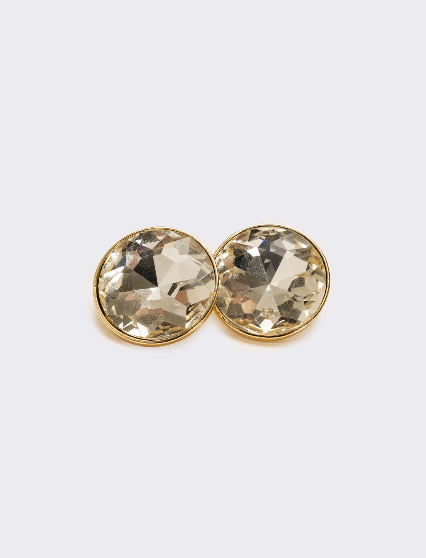 Orecchino bottone con pietra tonda e clips - Oro