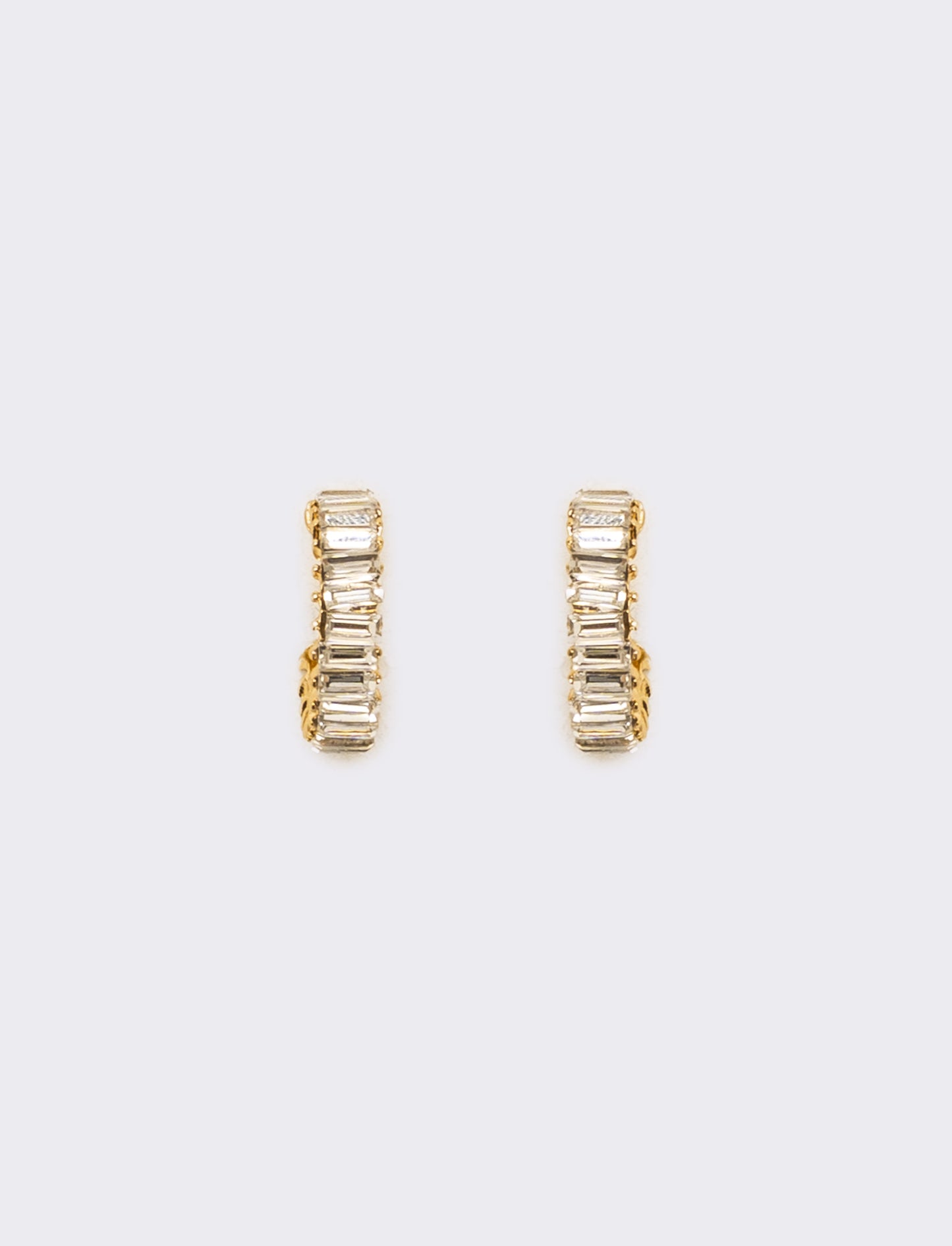 Orecchini cerchi con strass baguette - Argento