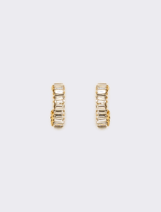 Orecchini cerchi con strass baguette - Argento