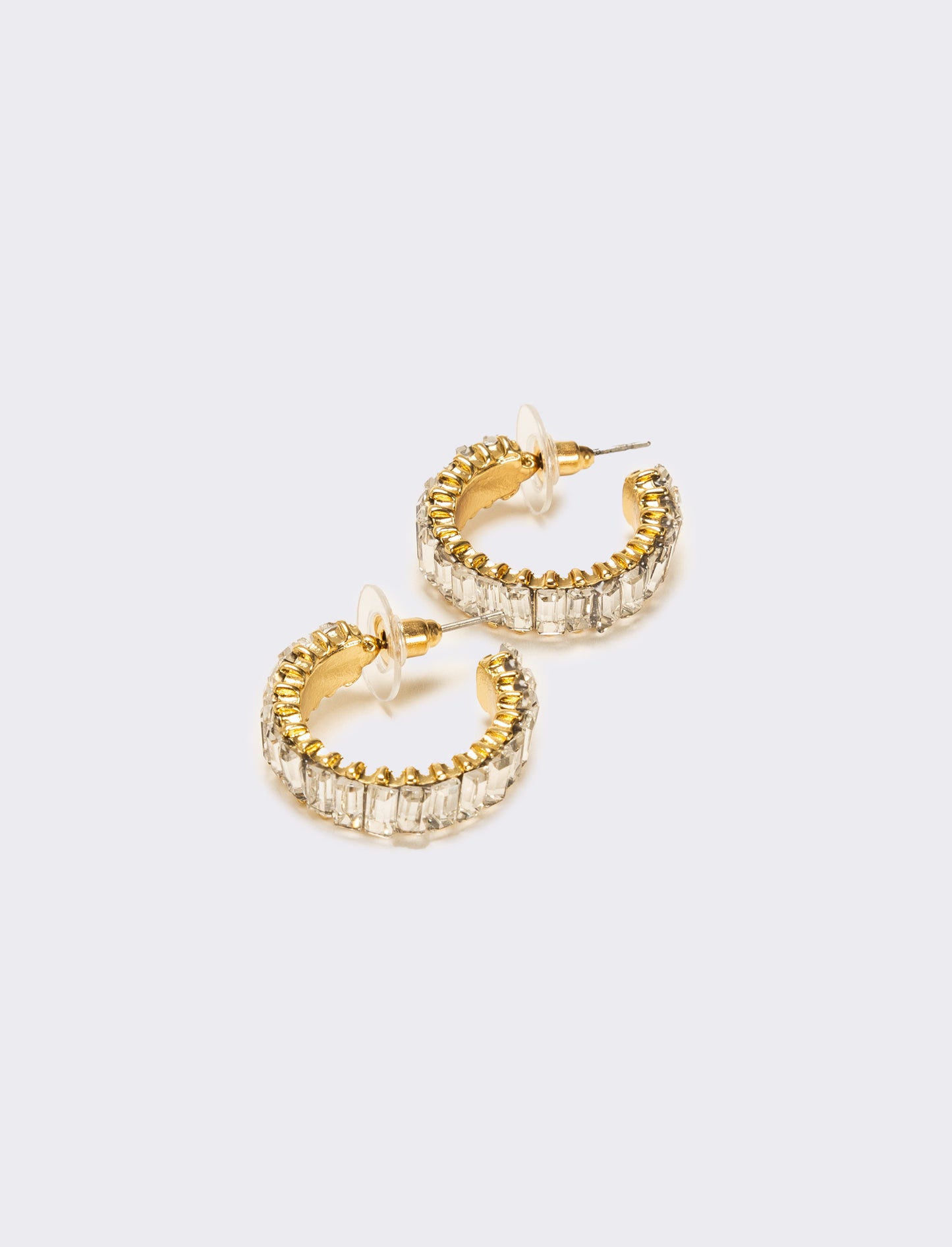 Orecchini cerchi con strass baguette - Argento