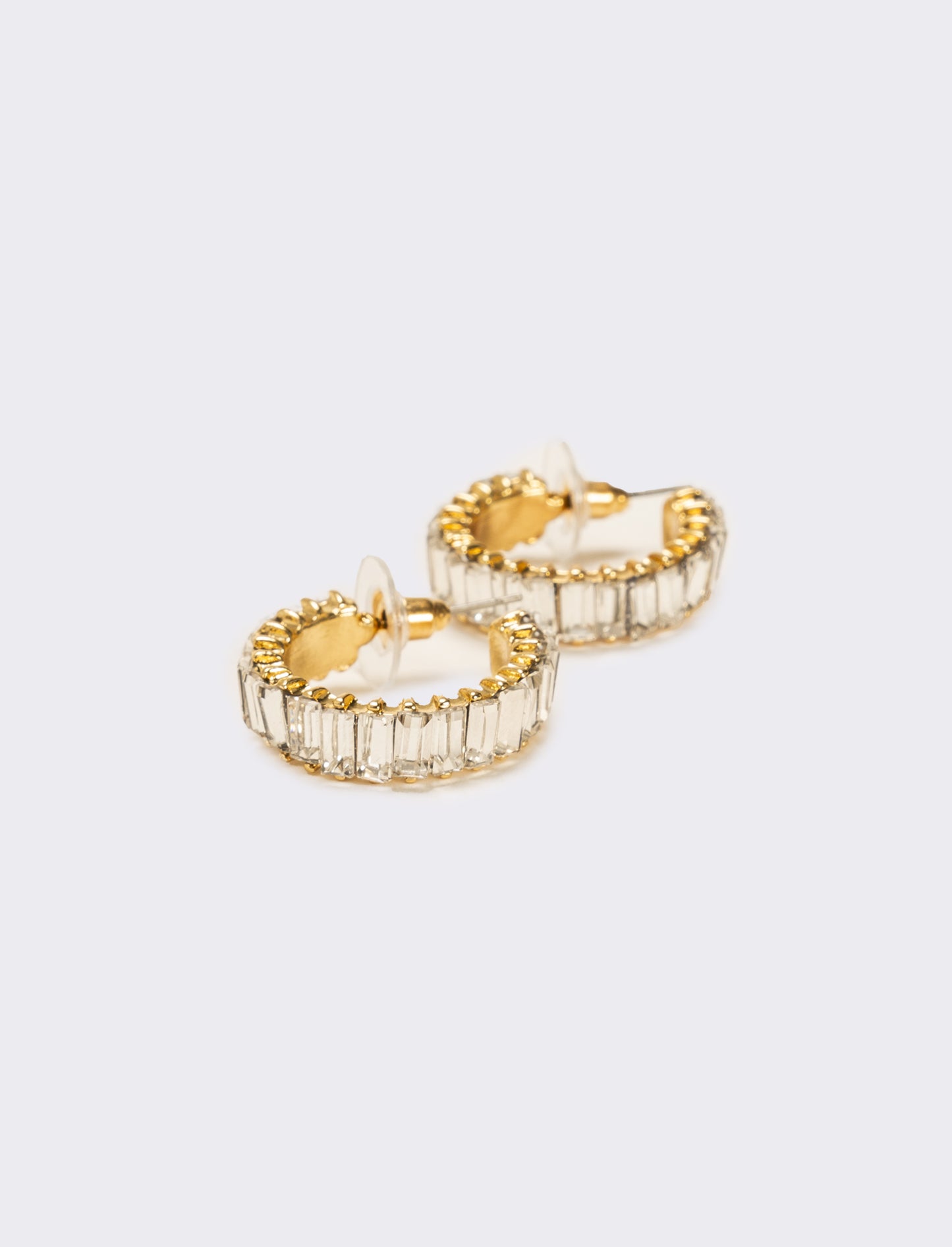 Orecchini cerchi con strass baguette - Argento