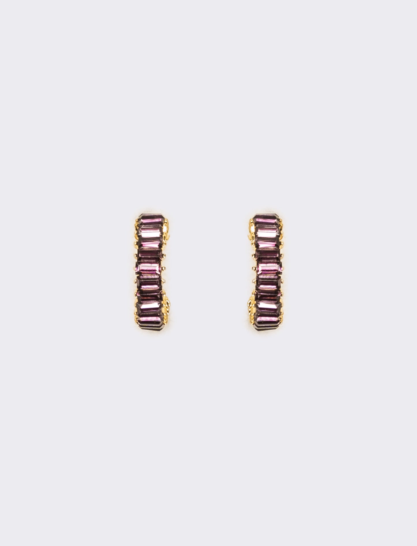 Orecchini cerchi con strass baguette - Viola