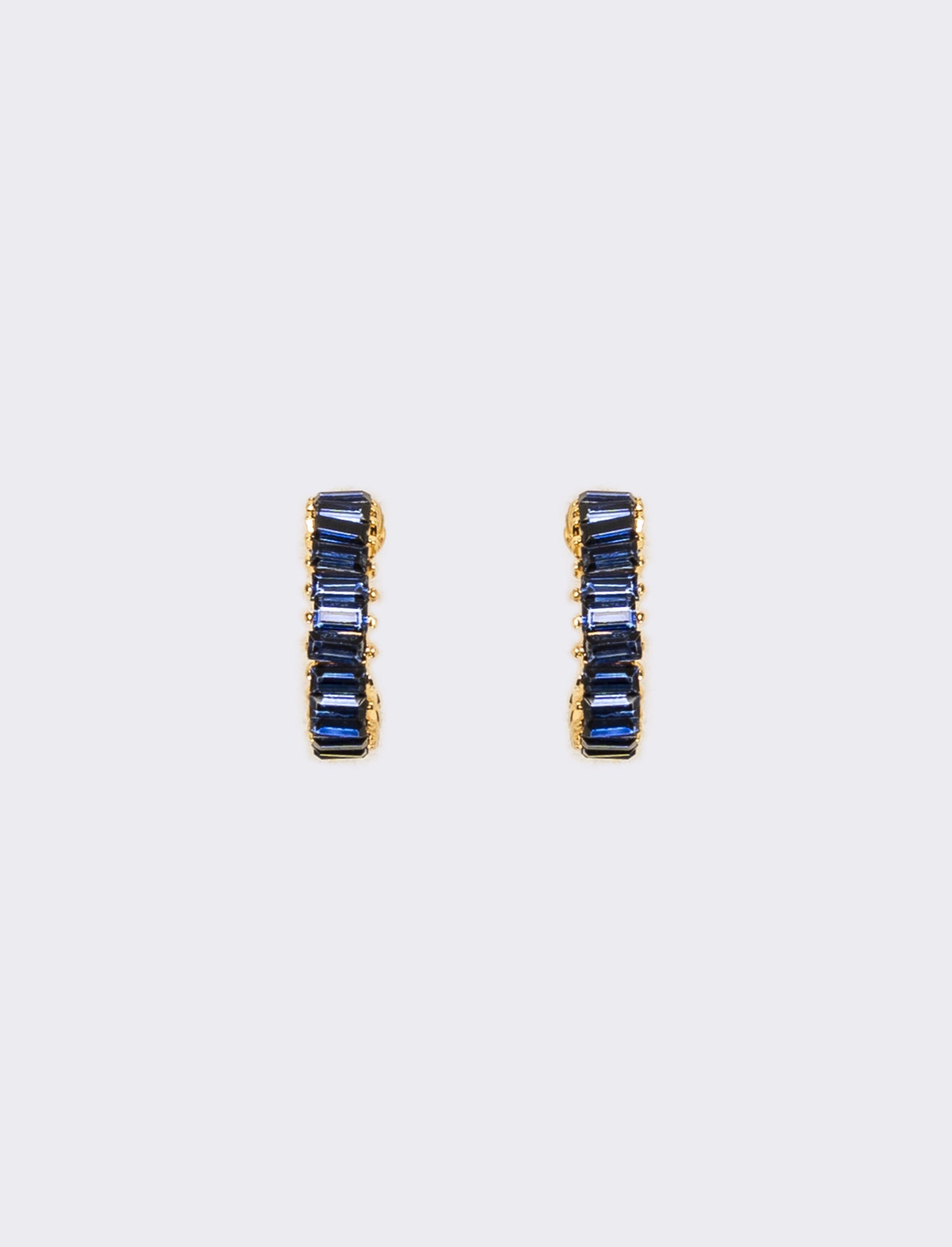 Orecchini cerchi con strass baguette - Blu