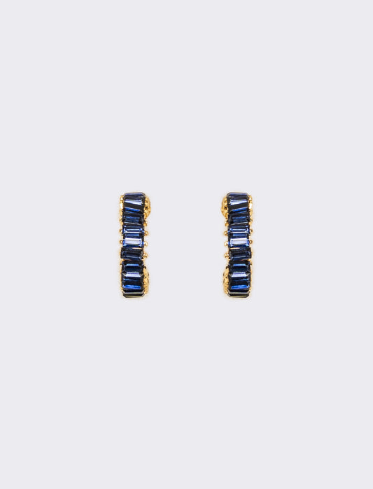 Orecchini cerchi con strass baguette - Blu
