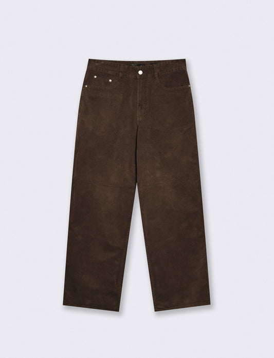 Pantaloni Baggy Fit in Velluto Waffle - Moro