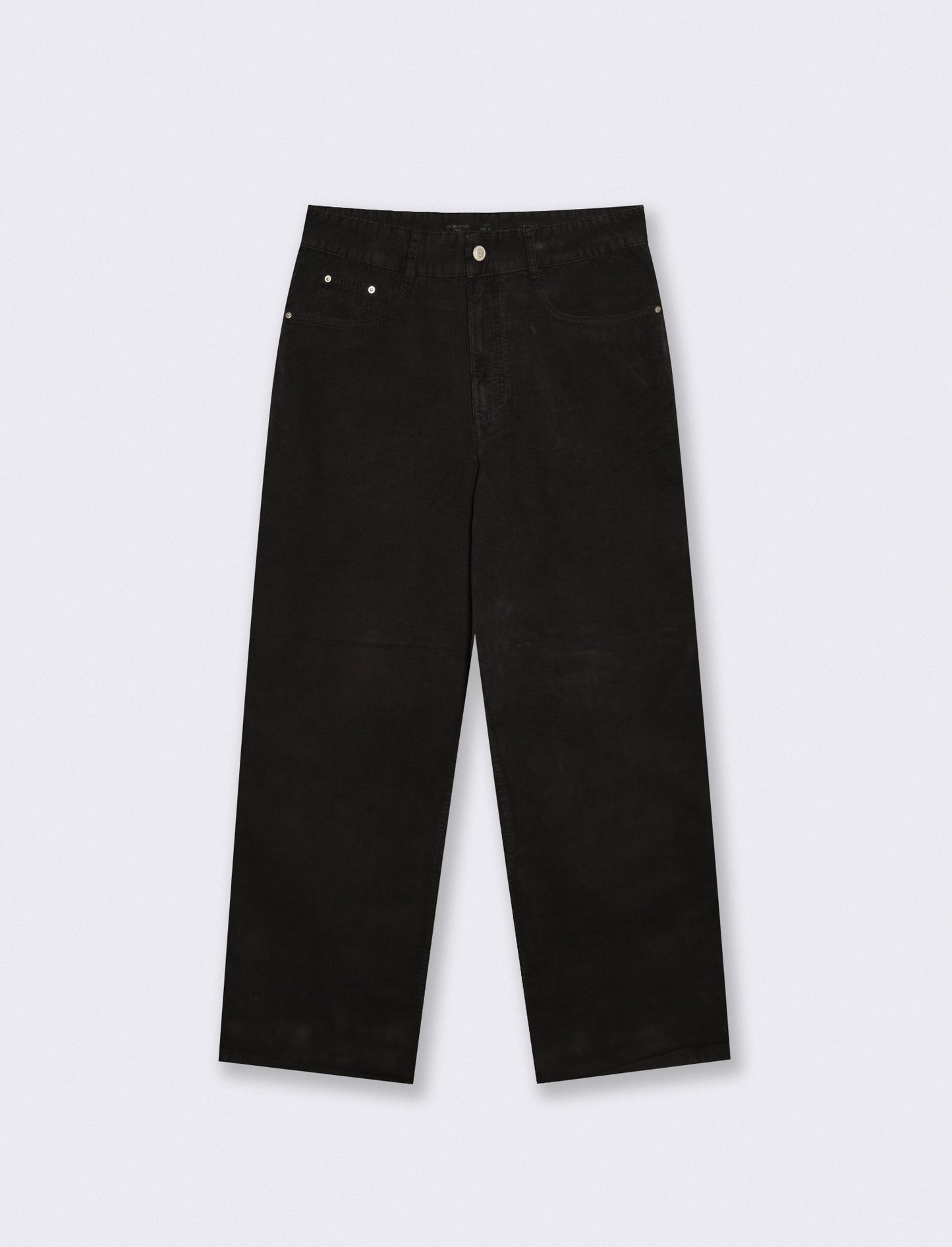 Pantaloni Baggy Fit in Velluto Waffle - Nero