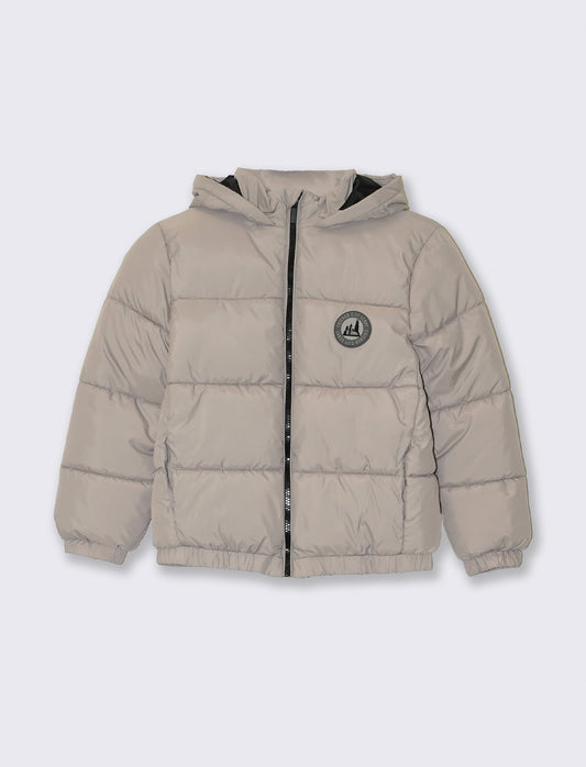 Giubbotto imbottito con cappuccio e tasche - Beige