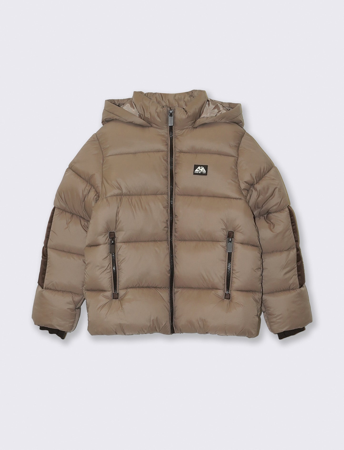 Piumino trapuntato con tagli a contrasto - Beige