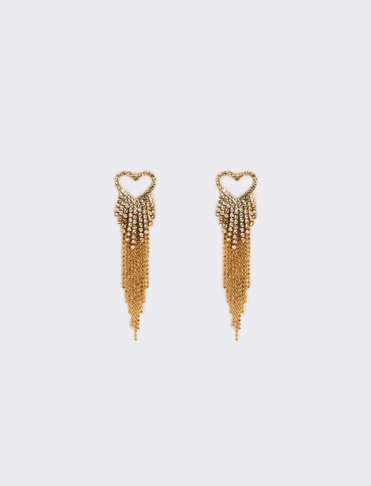 Orecchino pendente con cuore strass - Oro