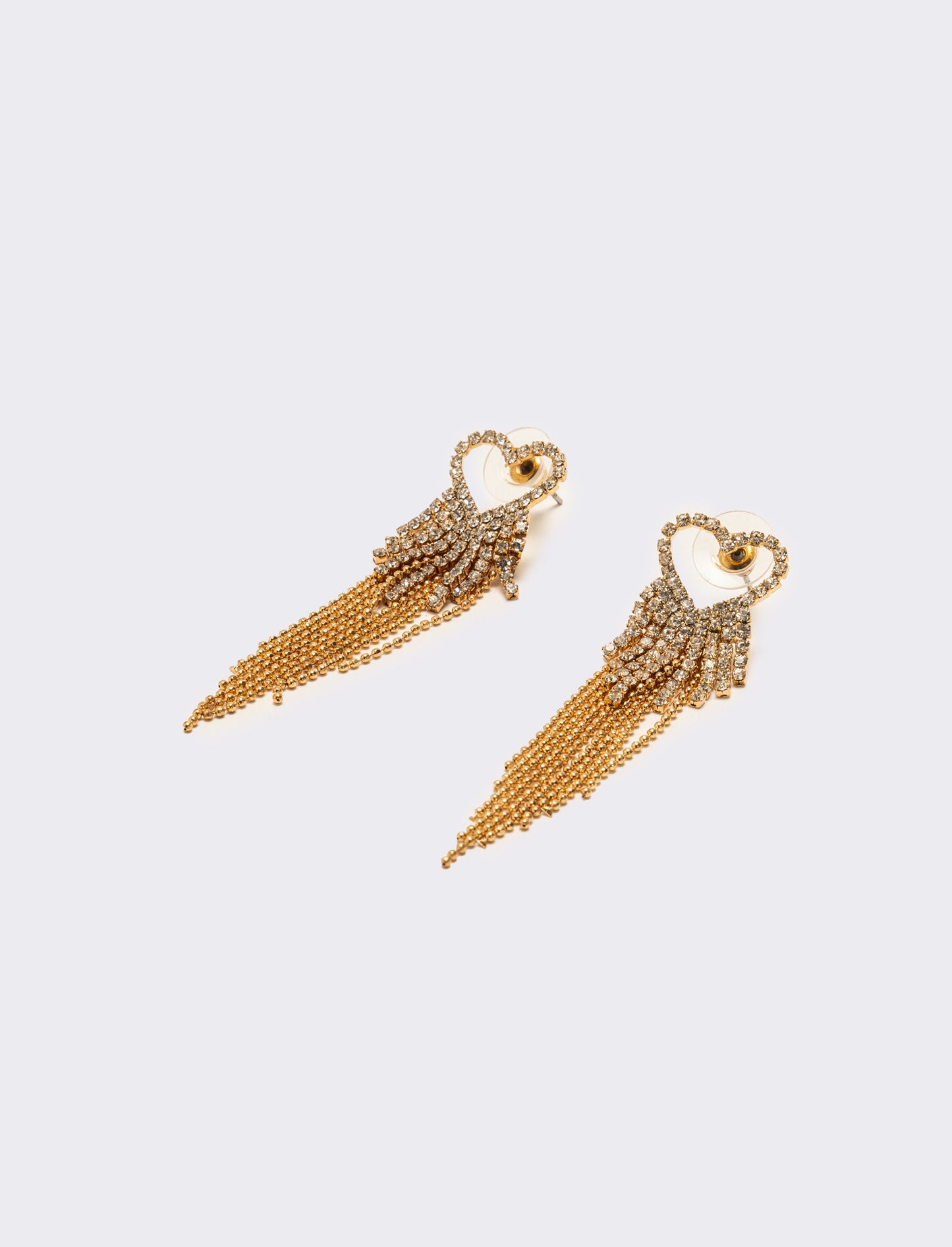 Orecchino pendente con cuore strass - Oro