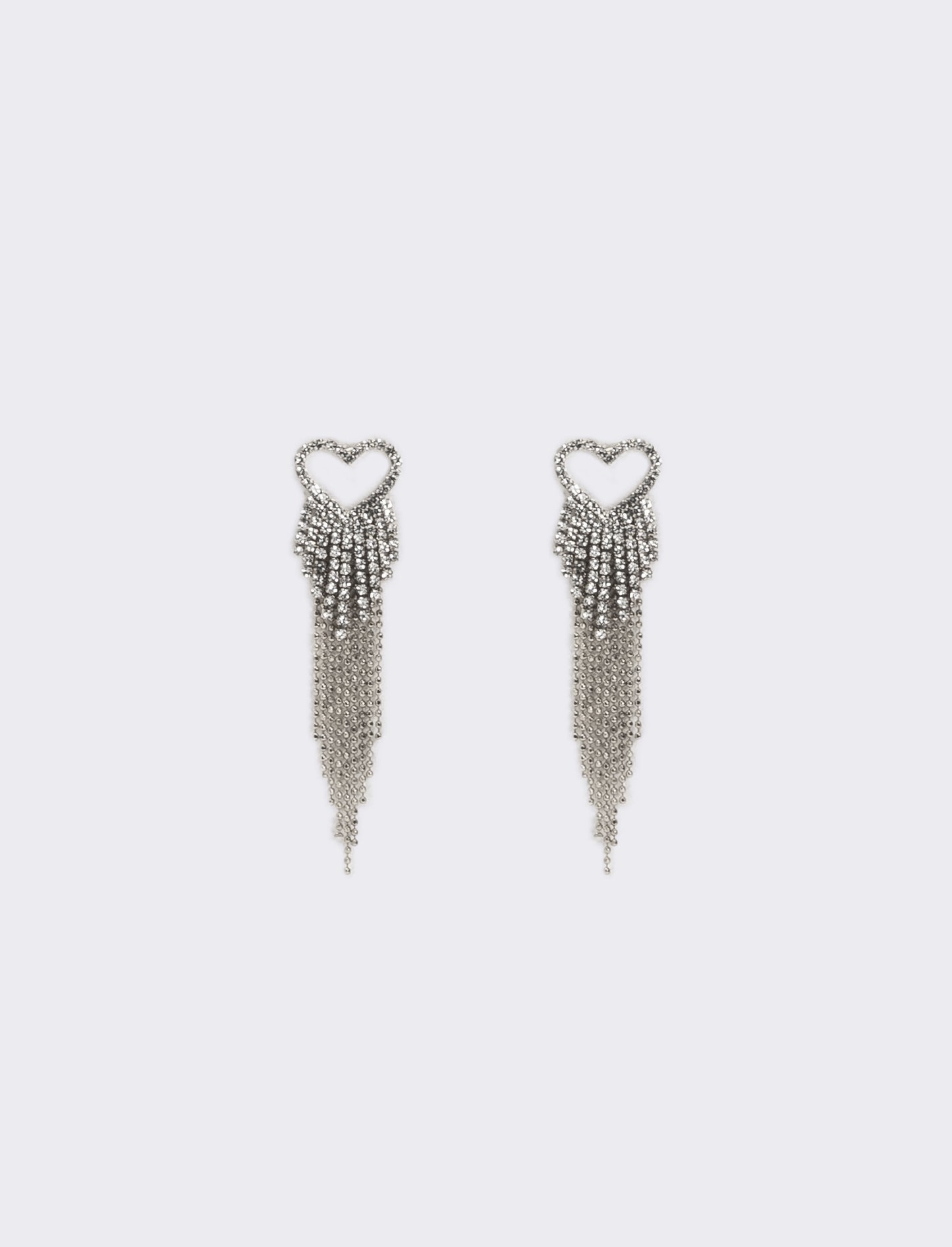 Orecchino pendente con cuore strass - Argento