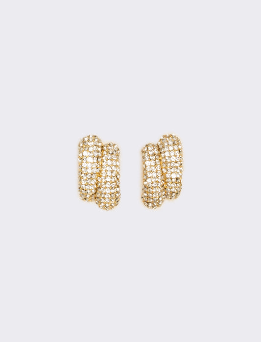 Orecchino rigido con strass - Oro