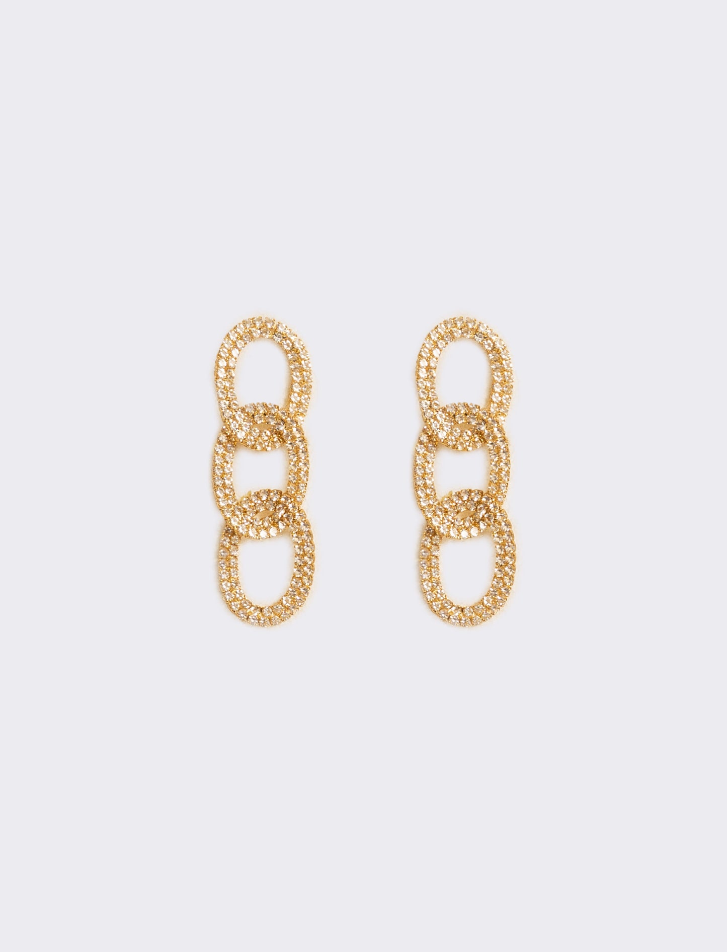 Orecchini pendenti 3 cerchi con strass - Oro