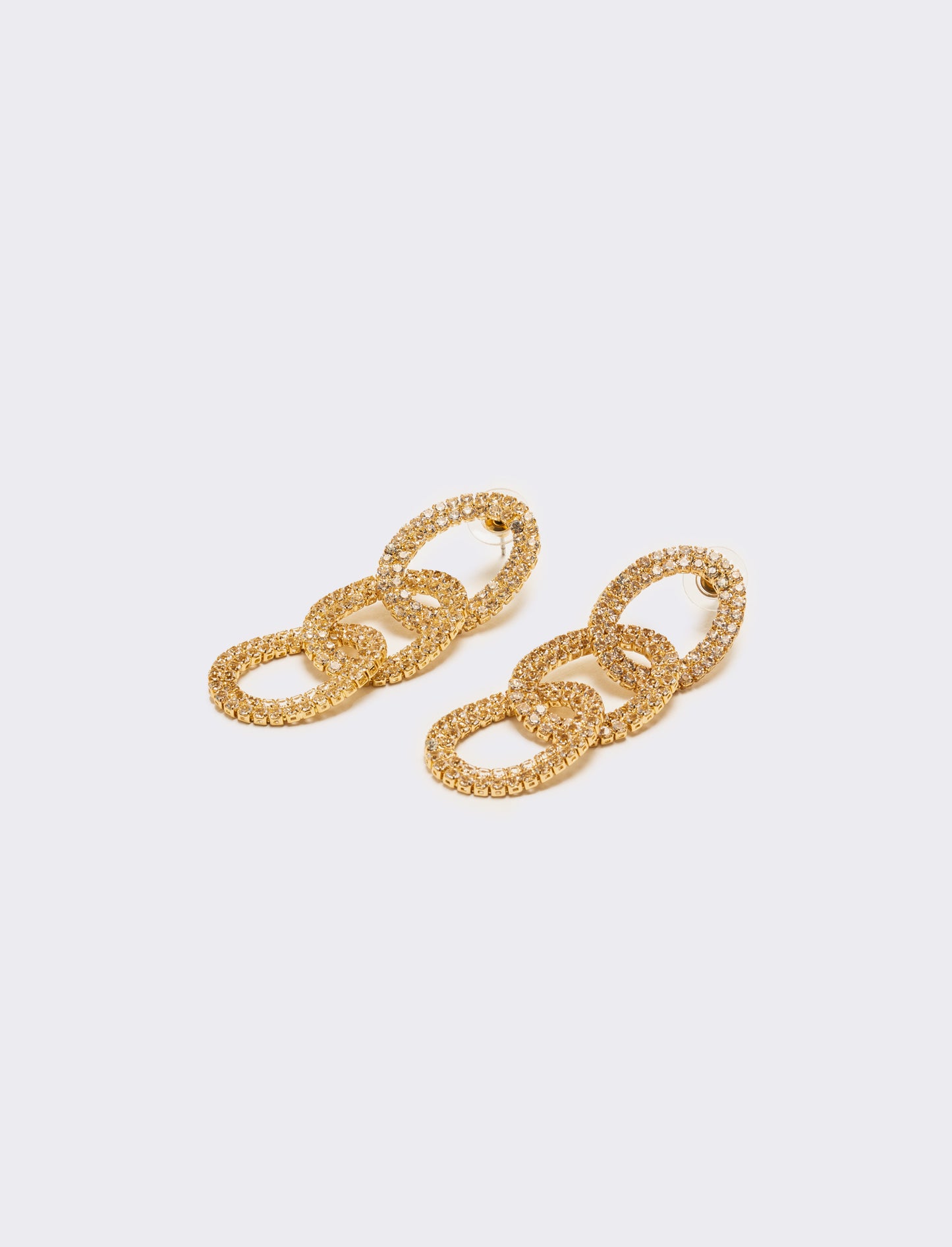 Orecchini pendenti 3 cerchi con strass - Oro